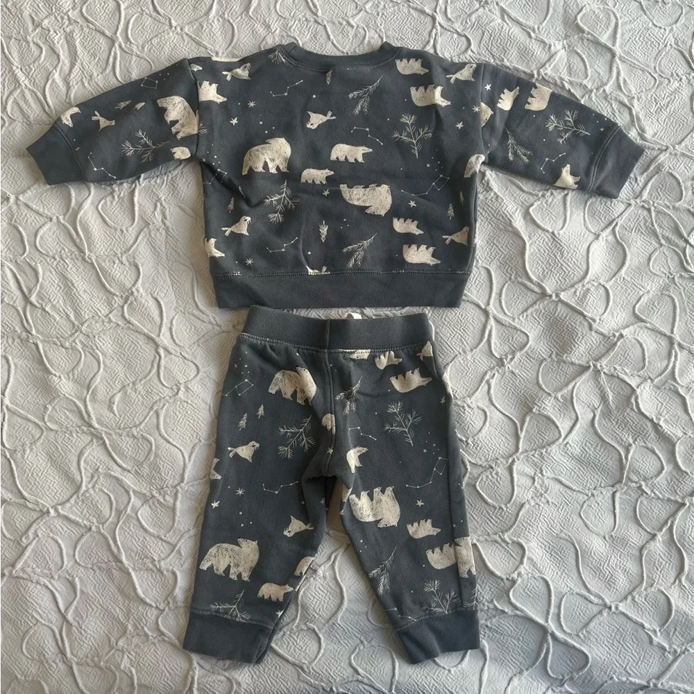 Carter’s Gray 2 Piece Pajama‎ Set W/polar Bears 12 Months (0509)